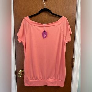 Women's Coral Off-Shoulder Top